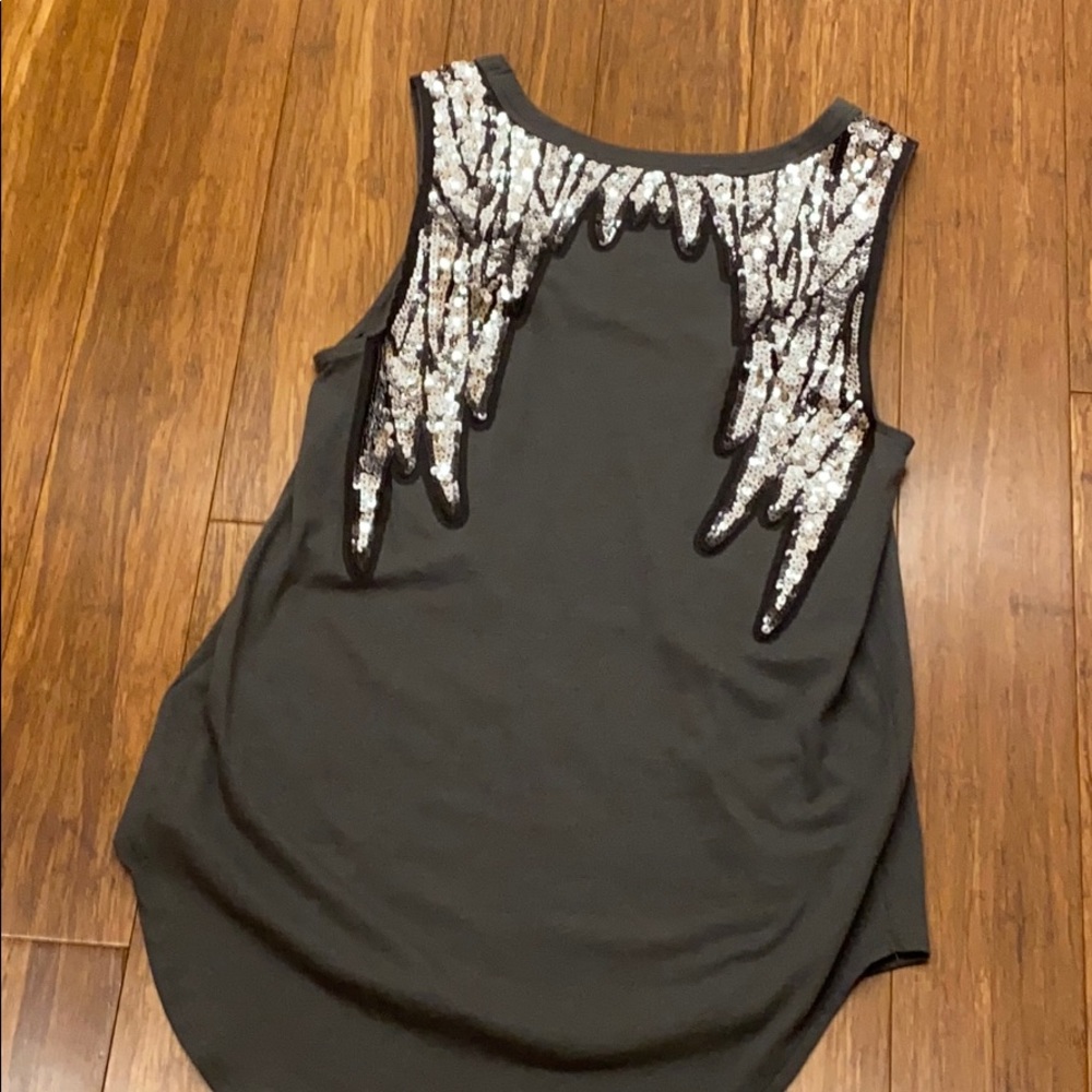 Grey tank top with sequin accents